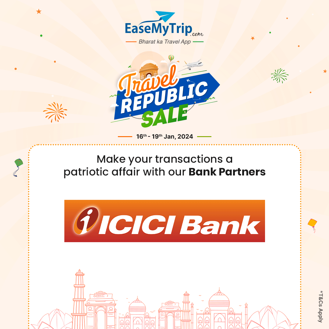 EaseMyTrip's tweet photo. Our trusted partners are all set to make your Republic day memorable!
Are your ready to travel?
Use code - EMTREPUBLIC
#republicday #travelsale #bankpartners #airlinepartners #hotelpartners #indiantourism #explorebharat #travellersofindia #easemytrip https://t.co/nq3hWE7bgn