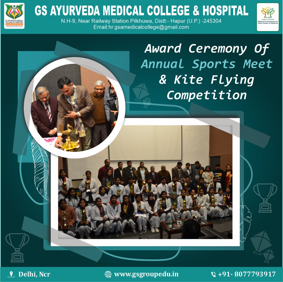 gs_university's tweet image. On the Auspicious occasion of Makar Sankranti GSAMC&amp;amp;H celebrated AWARD CEREMONY OF ANNUAL SPORTS MEET &amp;amp; KITE FLYING COMPETITION with the students and faculties of GSAMC&amp;amp;H.

#AwardCeremony #KiteFlyingCompetition #AnnualSportsMeet #MakarSankranti #DelhiNCR #UttarPradesh #India