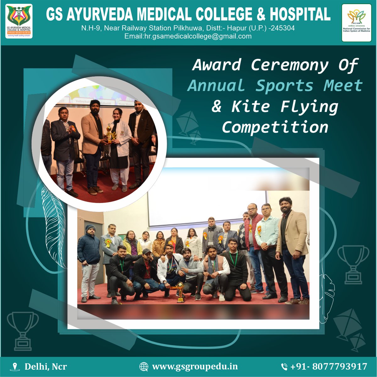 gs_university's tweet image. On the Auspicious occasion of Makar Sankranti GSAMC&amp;amp;H celebrated AWARD CEREMONY OF ANNUAL SPORTS MEET &amp;amp; KITE FLYING COMPETITION with the students and faculties of GSAMC&amp;amp;H.

#AwardCeremony #KiteFlyingCompetition #AnnualSportsMeet #MakarSankranti #DelhiNCR #UttarPradesh #India