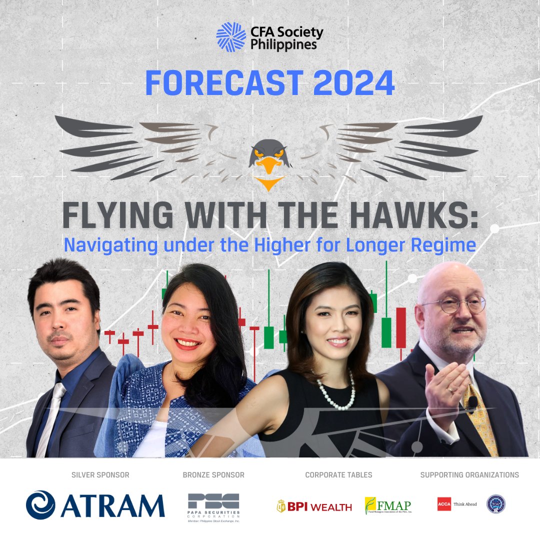 Slots are filling up fast! Don't miss your chance to navigate the financial landscape with industry experts at CFA Society Philippines Forecast 2024.

Hurry, before it's too late! bit.ly/CFAPForecast20…

#CFASocietyPhilippinesForecast2024 #FlyingWithTheHawks #EconomicOutlook2024