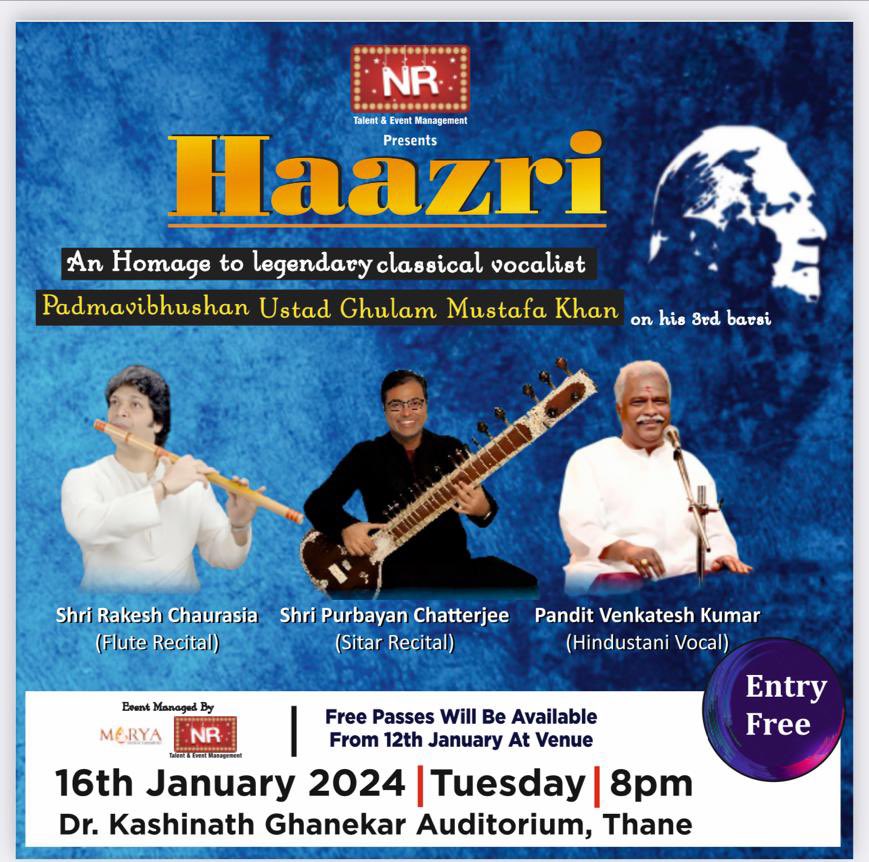 Performing tonight With Shri Satyajit Talwalkar