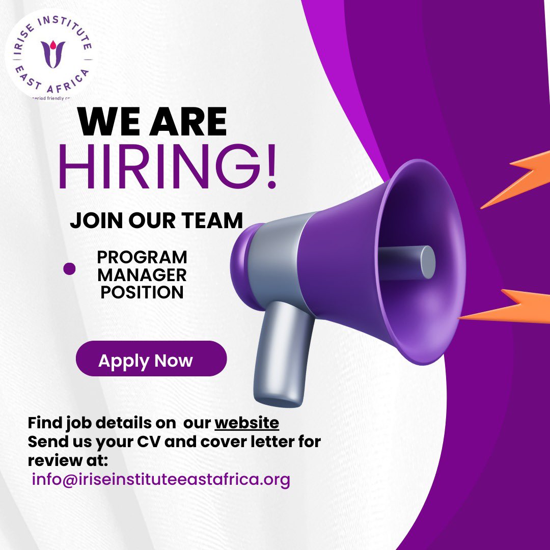 📢📢 We are excited to announce that we are hiring a Program Manager to join our dynamic and creative team! If you are passionate about championing and driving positive change, then this could be the perfect role for you. Follow this linkto apply now. iriseinstituteeastafrica.org/opportunities/