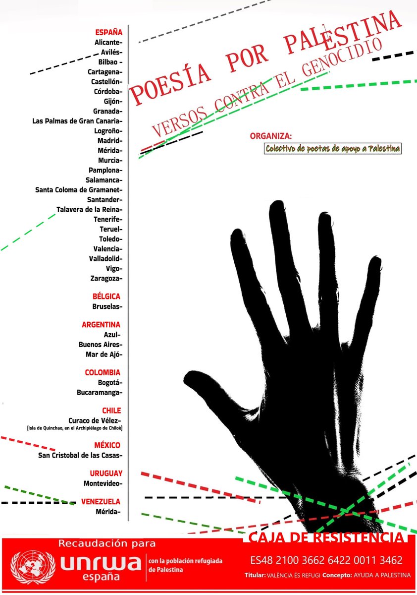 arablit's tweet photo. On January 20, more than 20 cities across Spain and Latin America will take part in "Poesía por Palestina: Versos contra el genocidio."
More here: https://t.co/BlTlVfPFlI https://t.co/D3gRqRbFc5