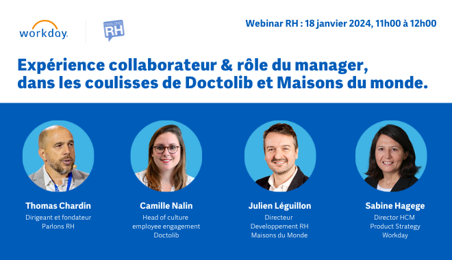 ParlonsRH's tweet image. ❓ Quelle est la place de l’#ExpérienceCollaborateur dans la stratégie #RH de @Doctolib et de #MaisonsDuMonde ?

Réponse lors du #webinar de @Workday et @ParlonsRH le 18 janvier ➡ bit.ly/3RPFtye