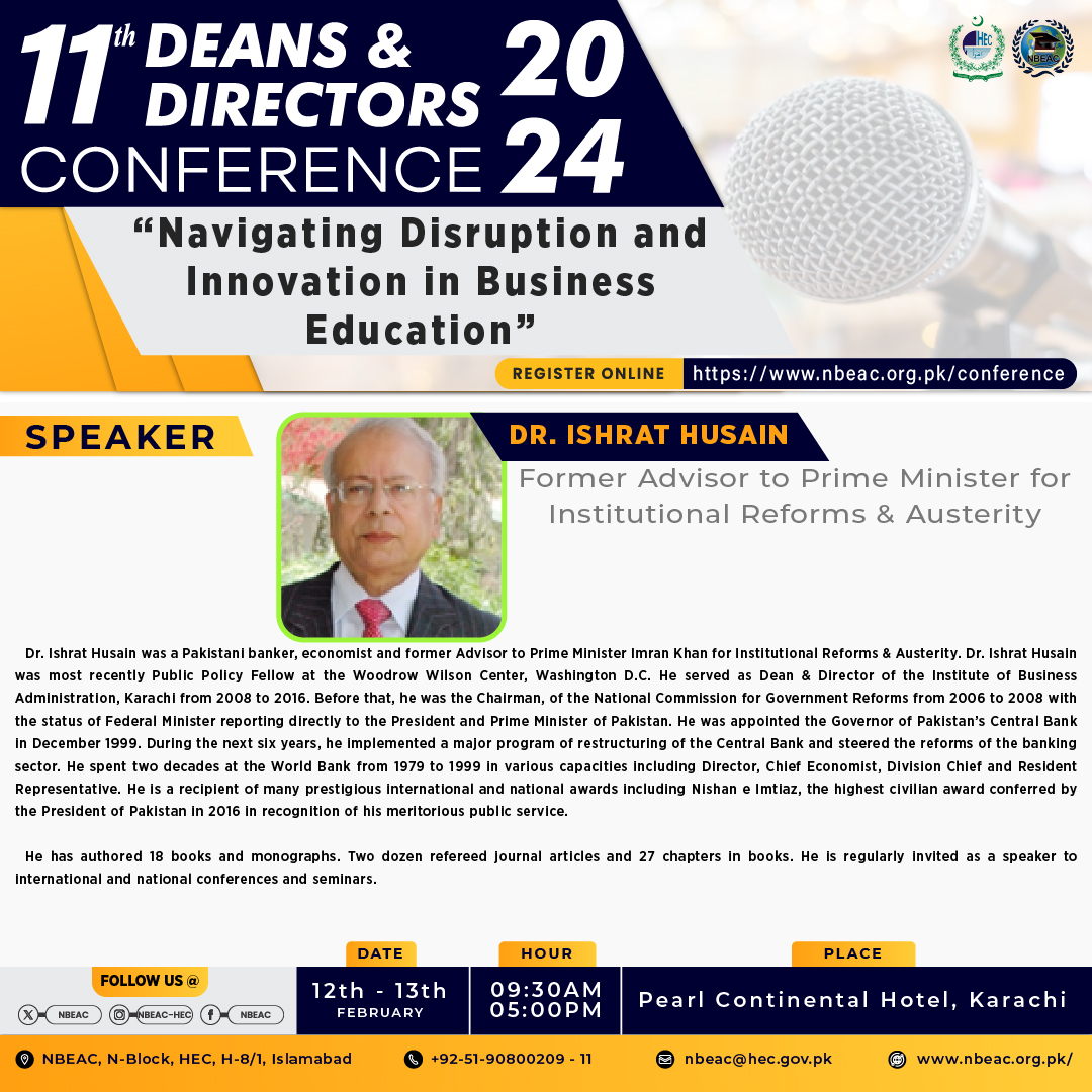 NBEAC's tweet photo. Register now @  https://t.co/uR9q8dHkNB
Important: This program requires Online registration for entry and limited seats are available. The last date for registration is 20th January 2024.
#hecpakistan #NBEAC #conference #KarachiEvents #strategicplanning #accreditation @AACSB https://t.co/YDD55tbUS3
