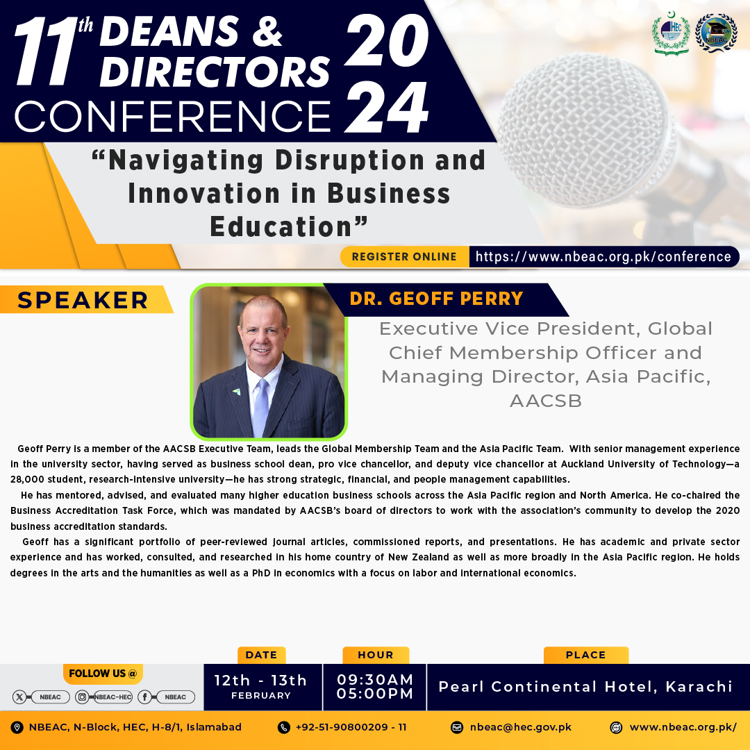 NBEAC's tweet photo. Register now @  https://t.co/uR9q8dHkNB
Important: This program requires Online registration for entry and limited seats are available. The last date for registration is 20th January 2024.
#hecpakistan #NBEAC #conference #KarachiEvents #strategicplanning #accreditation @AACSB https://t.co/YDD55tbUS3