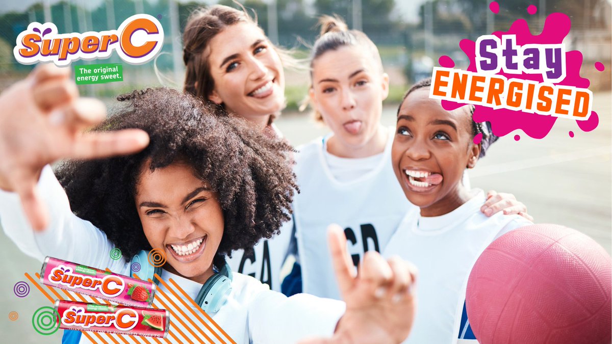 Help the team stay energised during the game by packing Super C in your sports bag 😜👌🏼 Give a shoutout to a teammate to let them know you see their hard work 🙏🏼 #SuperCSweets #Fruity #Energy #Boost #Sporty #Teamwork #Netball #NetballFamily #Netfit #Strawberry #Watermelon
