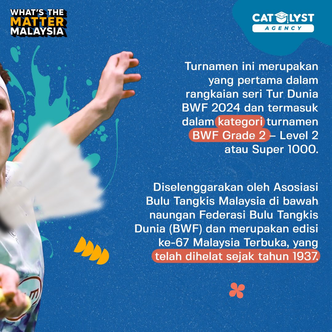 maumerantau's tweet photo. Turnamen ini merupakan yang pertama dlm rangkaian seri Tur Dunia BWF 2024 dan termasuk dlm kategori turnamen BWF Grade 2 – Level 2 atau Super 1000. Diselenggarakan oleh Asosiasi Bulu Tangkis Malaysia di bawah naungan Federasi Bulu Tangkis Dunia (BWF) https://t.co/ySqpLTLD44