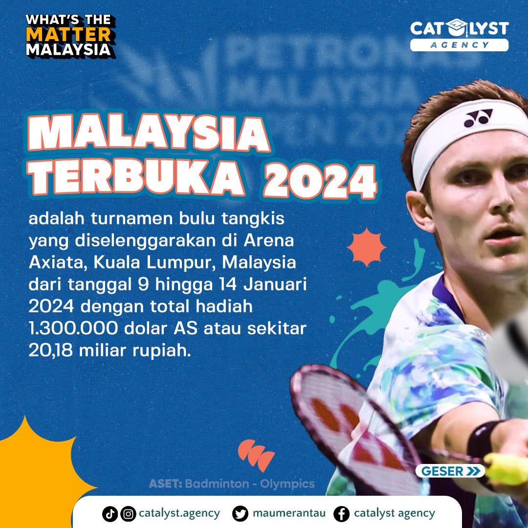 maumerantau's tweet photo. Turnamen ini merupakan yang pertama dlm rangkaian seri Tur Dunia BWF 2024 dan termasuk dlm kategori turnamen BWF Grade 2 – Level 2 atau Super 1000. Diselenggarakan oleh Asosiasi Bulu Tangkis Malaysia di bawah naungan Federasi Bulu Tangkis Dunia (BWF) https://t.co/ySqpLTLD44