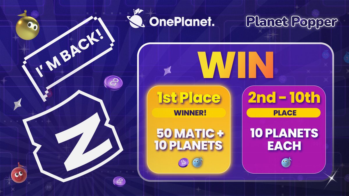 OnePlanet_io's tweet photo. 🪐 Planet Popper Zealy is back for S2!

As many of you enjoyed our last sprint, we are bringing it back with even more prizes to be won! Dive into the world of #PlanetPopper, earn $MATIC, and top the Zealy leaderboard to win more $$$ rewards!

Join now:
👉 https://t.co/icTth7dj5X https://t.co/lsKYGEaxeH