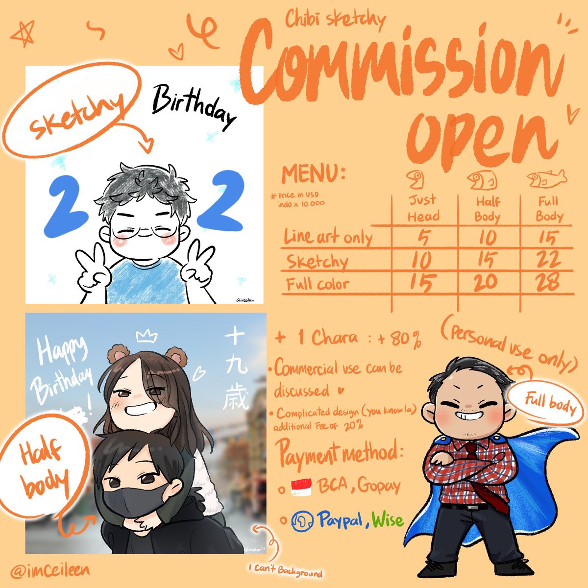 imceileen's tweet photo. Valentine and Chinese newyear is coming up!
Would u like some art for your loved one 💕

Opening 3 slots for now!
Pls read the details below
#artcommission #commisionsopen https://t.co/ljmVfJXnFH