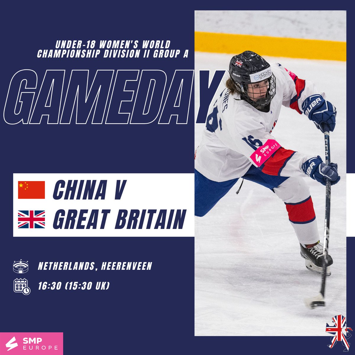 TeamGBicehockey's tweet photo. 🇬🇧 GB GAMEDAY 
🏆 U18 Women's World Championship Division IIA
📺 Watch live here 👉 https://t.co/Rqv8nGOWTG https://t.co/QCGURgvKeZ