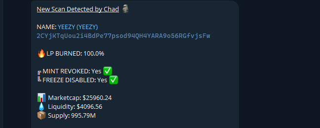 OldChadScanner's tweet photo. Premium Scanner is Getting Optimized Everyday &amp; is Cooking for our Chads Tonight!

🗿 $SWIFT 3x
🗿 $EY 7x
🗿 $YEEZY 4x
🗿 $MEDICI 2x

Public Scanner is closed (for now) &amp; Only way to receive Chad scans is through getting Premium (25k $CHAD)

Big Announcements are coming soon...🗿 https://t.co/tCmxA6Xh3N