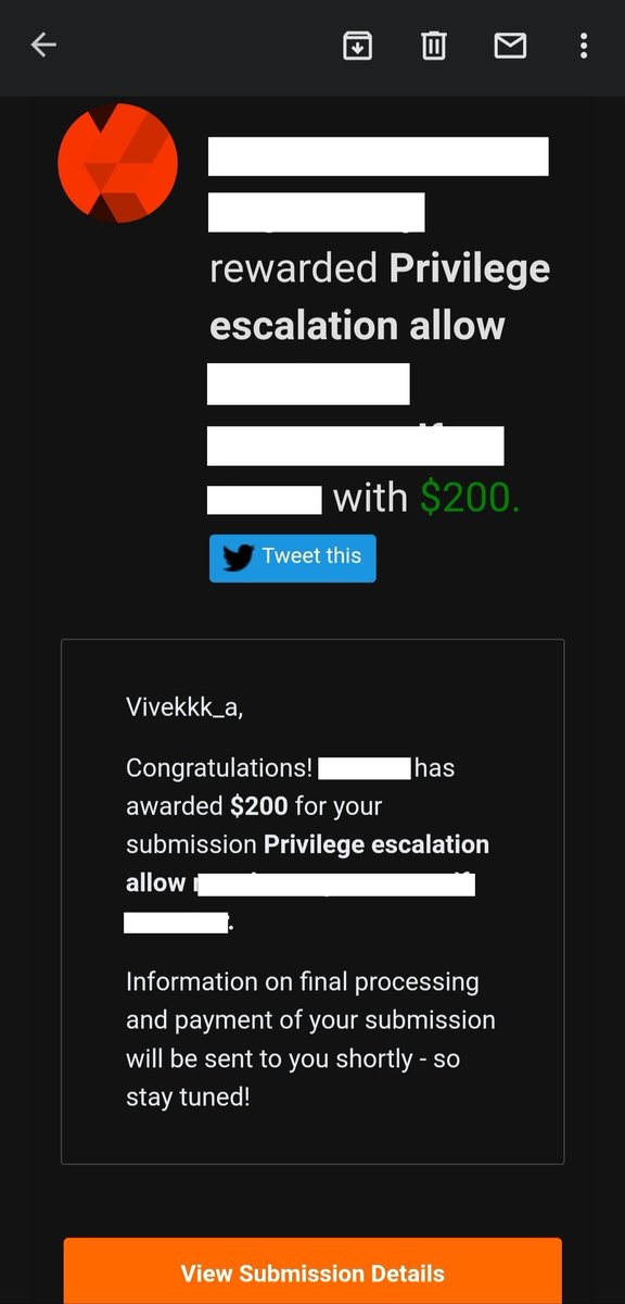 $$$

collaborator : <a href="/Rohan_Lew/">Rohan_lew</a>

Bug - Privilege escalation
.

.

.

.

#bugbounty #cybersecurity #hacking #infosec #cybersecurity #bugcrowd #hackerone