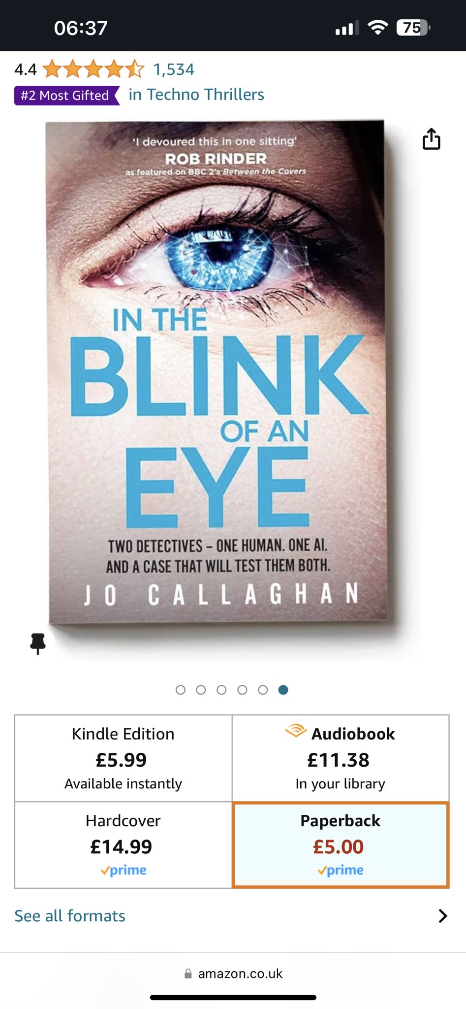 In The Blink of An Eye, Book by Jo Callaghan