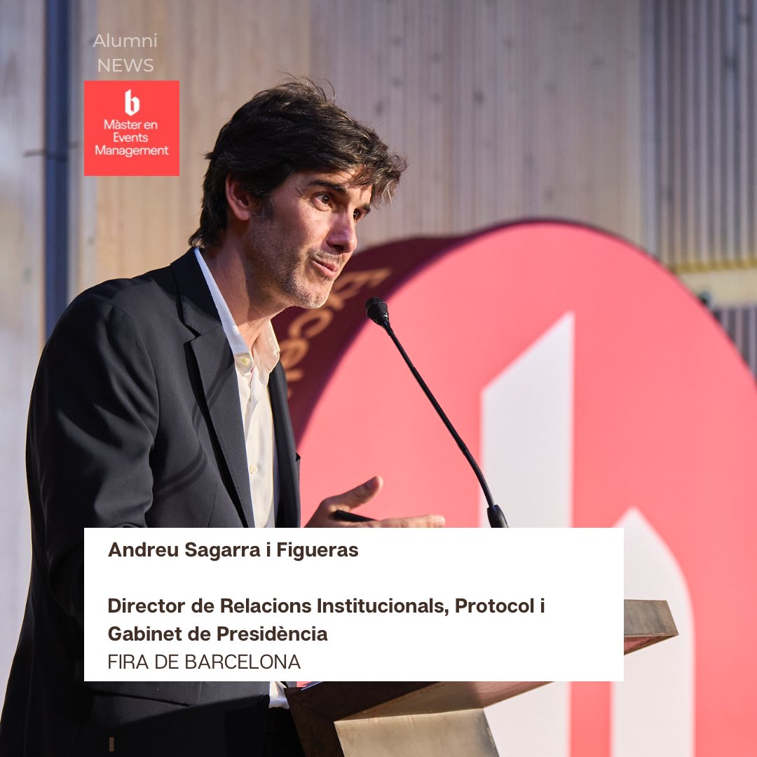 MasterEventsM's tweet image. L’@AndreuSagarra (1a promoció 2010-2012) després del seu pas per @uramonllull, @govern , @ICABarcelona i @sindicdegreuges ara és el director de Relacions Institucionals, Protocol i Gabinet de Presidència de @Fira_Barcelona 

Moltes felicitats i molts encerts! #Orgullblanquerna