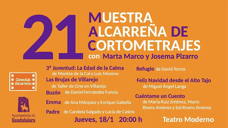 Guadared_info's tweet photo. 📽️Descubre el Talento Local: 21ª Muestra Alcarreña de Cortometrajes en Guadalajara via @Guadared_info @CineclubAlcarre @GuadalajaraAyto @bpeguada 👉https://t.co/0fx2iJIXjX #CineLocal #Guadalajara #21MAC #Cortometrajes #GuadaCine #GuadaCultura #GuadaJueves #GuadaMola