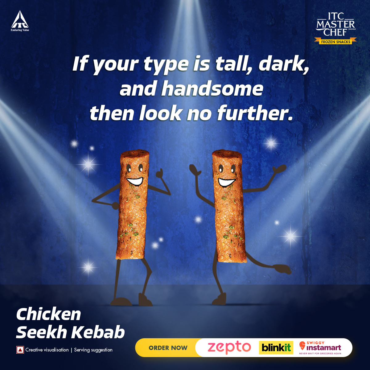 ITCMasterChef's tweet image. They’ll be ready in minutes to see you. Enjoy ITC Master Chef’s Chicken Seekh Kebab for a delicious time.

#ITCMasterChef #ITC #YummyFood #EasyToCook #Snacks #FoodLovers
#GoodMoodFood #Tuesday #tuesdaymood #tuesdayvibes #AbKoiBhiChef