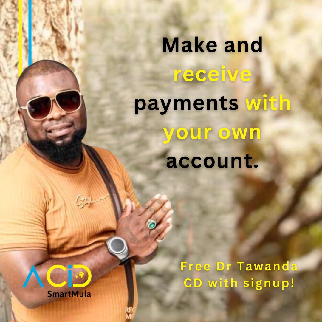 Send and receive funds electronically (EFT) with ACID SmartMula. 

Receive a complementary Doctor Tawanda CD when you sign up and activate a SmartMula account.

WhatsApp "Hi" to 081 589 8282 to sign up.

#ACIDSmartMula #BankingMadeEasy #WelcomeToEasyBanking

*limited offer
