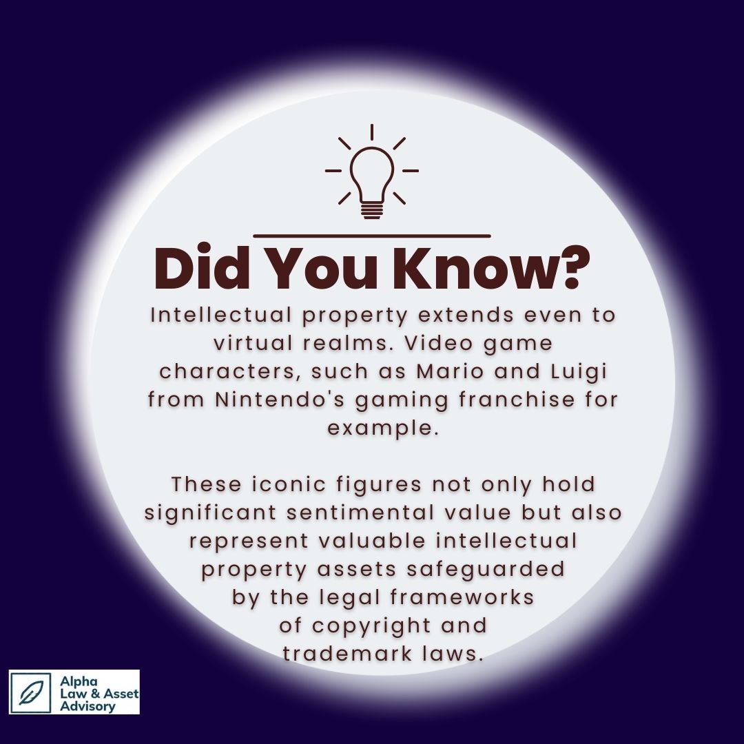 alphalegalng's tweet image. Intellectual property extend to virtual realms? Yes!!

Take Nintendo's Mario and Luigi – beyond sentimental value, they're valuable assets protected by copyright and trademark laws.

#IPTuesday #AlphaLegalAdvisory