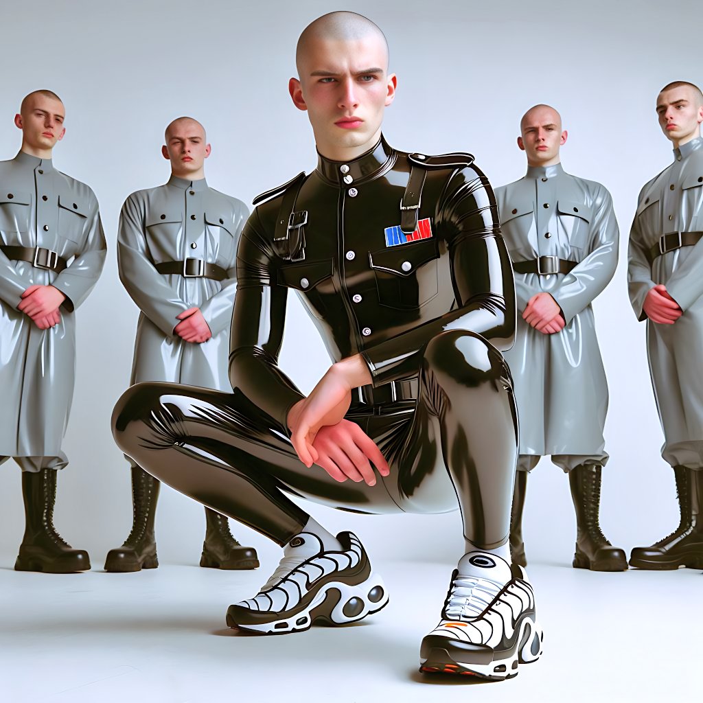 hunkgenerator's tweet photo. "Well, well, well... looks like we got ourselves a lost lamb. You're in the wrong territory, city slicker. Better turn tail and run before things get real ugly."
#AIArtworks #aihunk #rubber #skinhead #fetish #gay #uniform #alphafeet #prollstyle #sexyai https://t.co/Xei7BRnRdp
