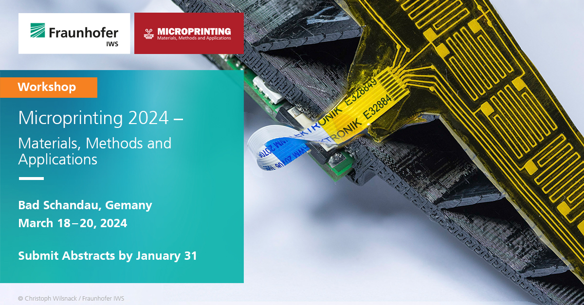 FraunhoferIWS's tweet photo. Join us at the inaugural 2024 #Microprinting Workshop in Bad Schandau, #Germany, from March 18–20, 2024, where we'll unravel the latest trends in #materials, methods, and applications shaping the future of #Microprinting. More: https://t.co/q9mApXhQBf 

#LightAtWork #3DPrinting https://t.co/c8j1pCFPWs
