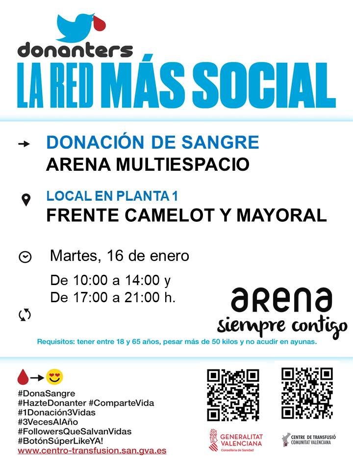 GVAdonasang's tweet photo. Donació de sang #València
📅dimarts #16gener
Per a tractaments oncològics, intervencions quirúrgiques, trasplantaments...
👉La teua donació de sang és insubstituïble.
Gràcies per salvar vides!

#DonaSang 🩸 https://t.co/r0rMlVNhDw