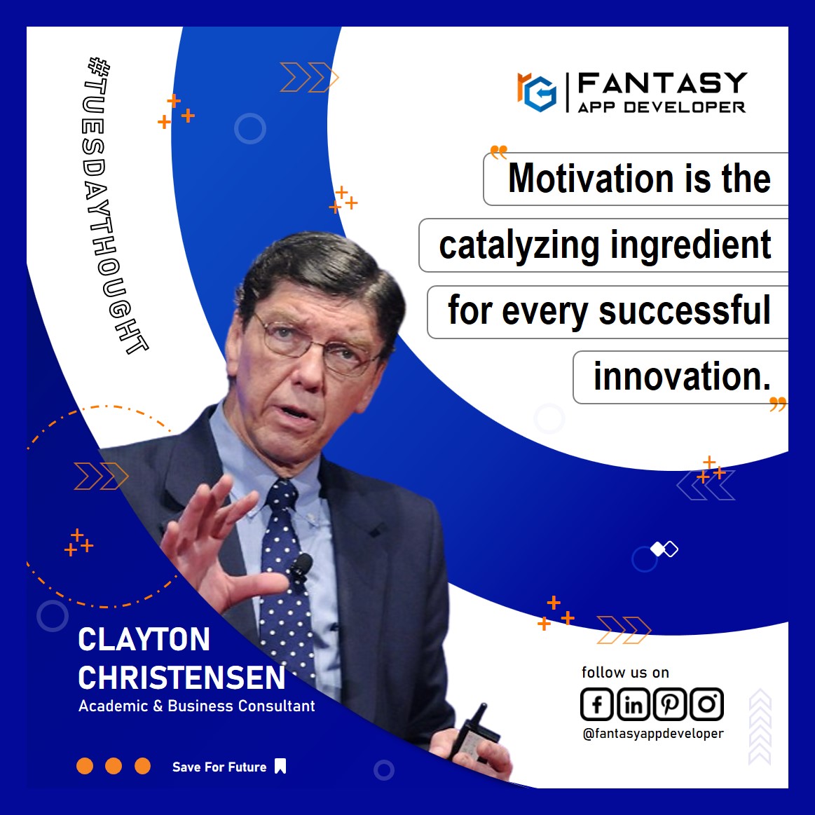 FantasyAppDev's tweet photo. Great words of wisdom by #ClaytonChristensen💯💪
#Comment if you feel motivated by this, and #follow @fantasyappdev for more inspiring #quotes 🤟
#fantasyappdeveloper #sucessquotes #India #trendingquotes #motivationoftheday #motivationalquotes #quoteoftheday #getinspire https://t.co/1VrqWky6mF