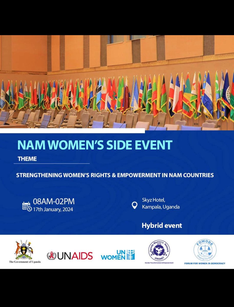 Join us for The NAM Women’s Side Event @FOWODE_UGANDA @uwonet @Mglsd_UG @RitaAciro @patriciamunabi @Angelanakafeer2 @BettyAmongiMP