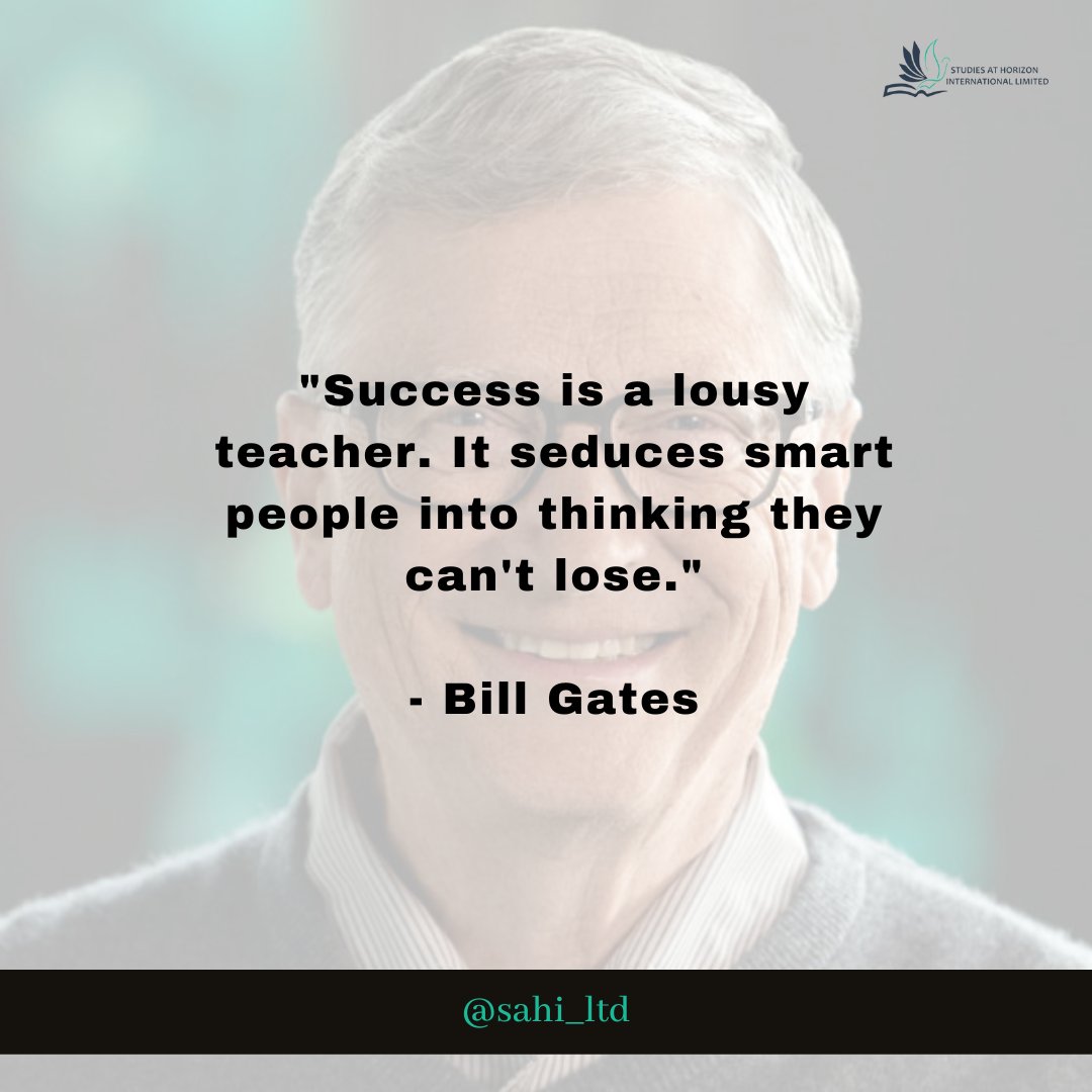 sahi_ltd's tweet photo. "Success is a lousy teacher. It seduces smart people into thinking they can't lose." - Bill Gates

Have a Happy Monday!
#MondayMotivation #MondayMorning #MondayMood #mondayvibes #happymonday #mondaymindset #monday #mondaymovement #mondaymantra #mondaythoughts #mondayinspiration https://t.co/m70eNrMvxK