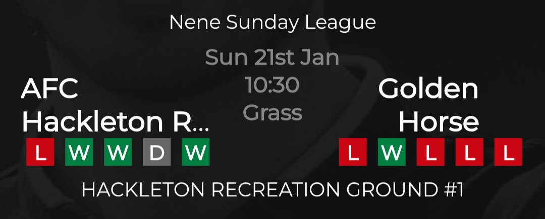 The Badger Referee (@badgerreferee) on Twitter photo Very excited to be reffing my first game this Sunday with <a href="/NeneLeague/">NeneSundayLeague</a>
<a href="/AFCHackletonRes/">AFC Hackleton Reserves</a> v Golden Horse
Last meeting saw golden horse come out on top 5-3! Let's see if we get another goal thriller this weekend! good luck to both teams and looking forward to being apart of the game Very excited to be reffing my first game this Sunday with <a href="/NeneLeague/">NeneSundayLeague</a>
<a href="/AFCHackletonRes/">AFC Hackleton Reserves</a> v Golden Horse
Last meeting saw golden horse come out on top 5-3! Let's see if we get another goal thriller this weekend! good luck to both teams and looking forward to being apart of the game