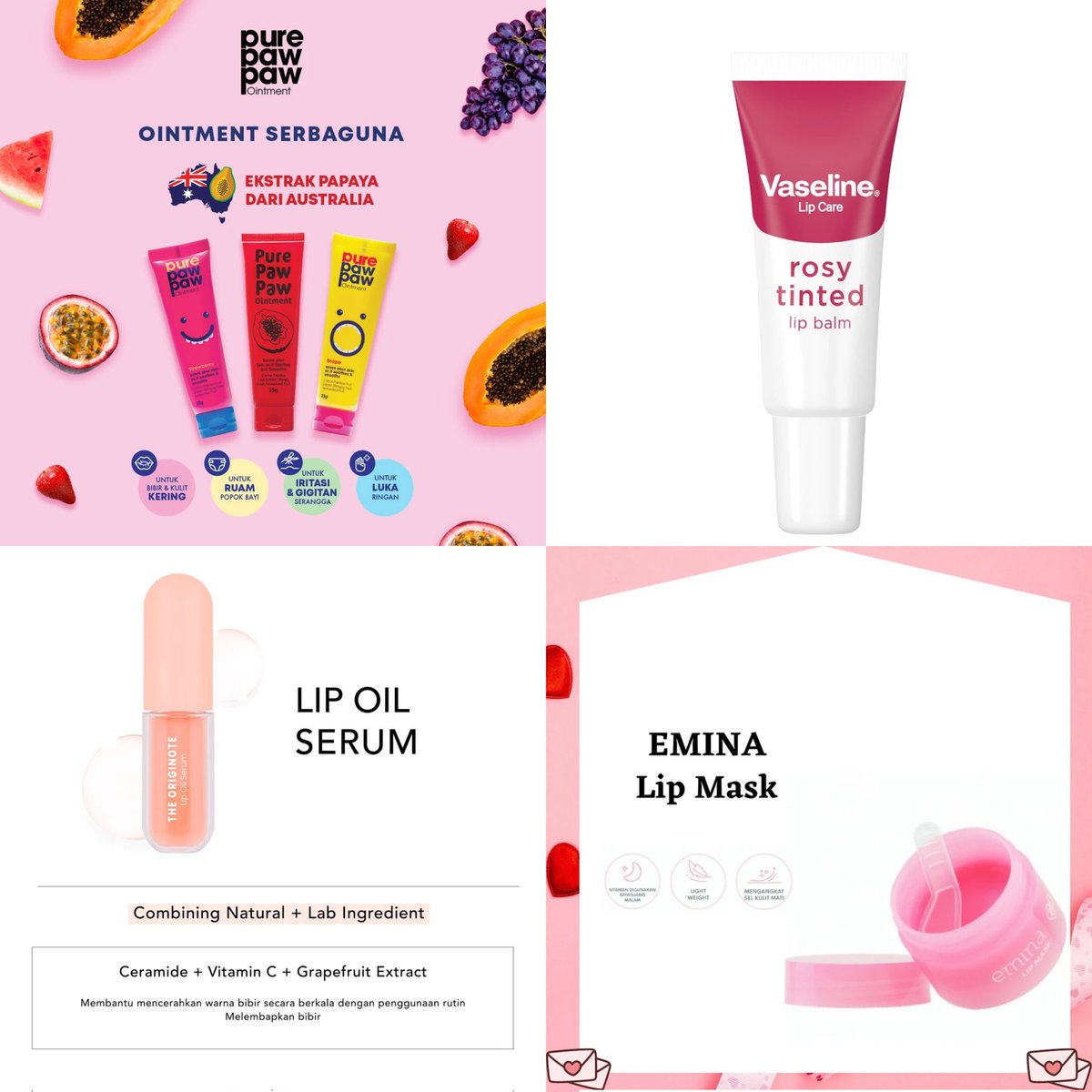 fleurtyflowy's tweet photo. ˗ˏˋ ꒰ Rekomendasi lip care produk pelembab bibir under 100k 🍓꒱ ˎˊ˗

(berdasarkan produk yang pernah aku pake) https://t.co/IxayVSjkxS