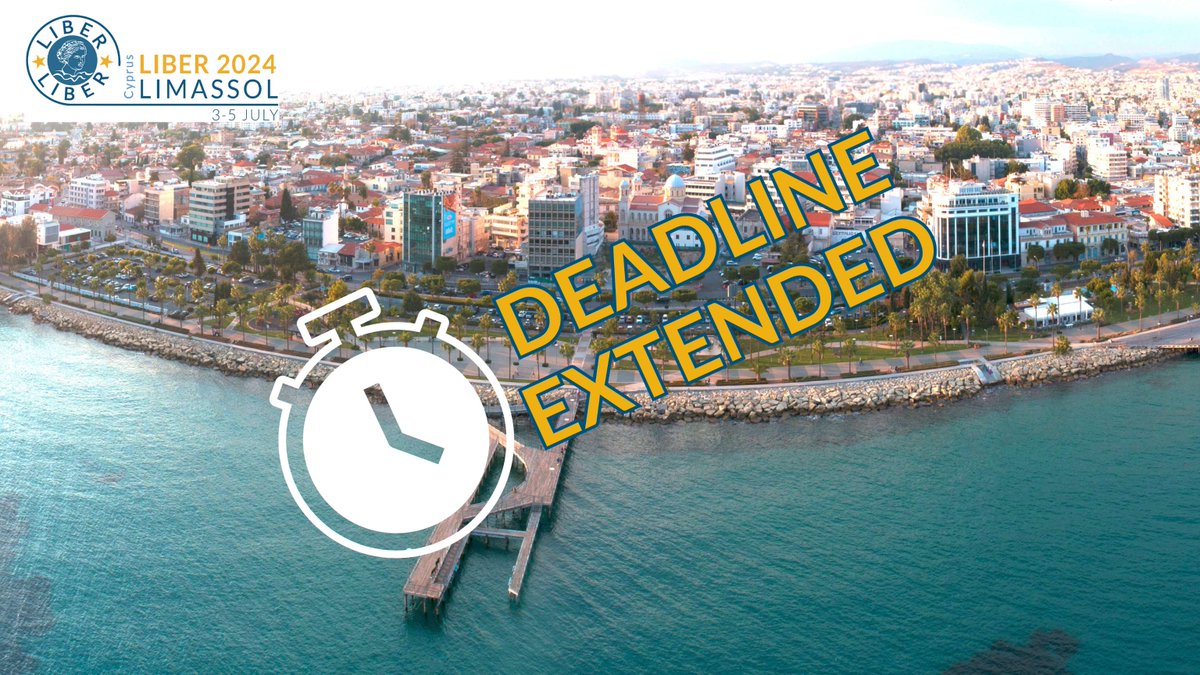 📣Last chance! Submit your proposals for the LIBER Annual Conference 2024 before the end of the week (19 January) to join us in Limassol, Cyprus, from the 3-5 July 2024. Discover the conference topics and learn how to submit: ow.ly/JgYw50QpWji