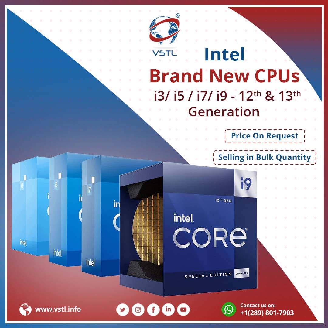 ValueSmartTrad1's tweet image. We are offering Brand New Intel i3/i5/i7/i9 (12th &amp;amp; 13th Gen) CPUs
Selling in Bulk Quantity
.
Contact us now for more details or book yours 🧑💻 at vstl.info
.
Please contact us on our WhatsApp:- +1 (289) 801-7903
.
Email - marketing1@vstl.info