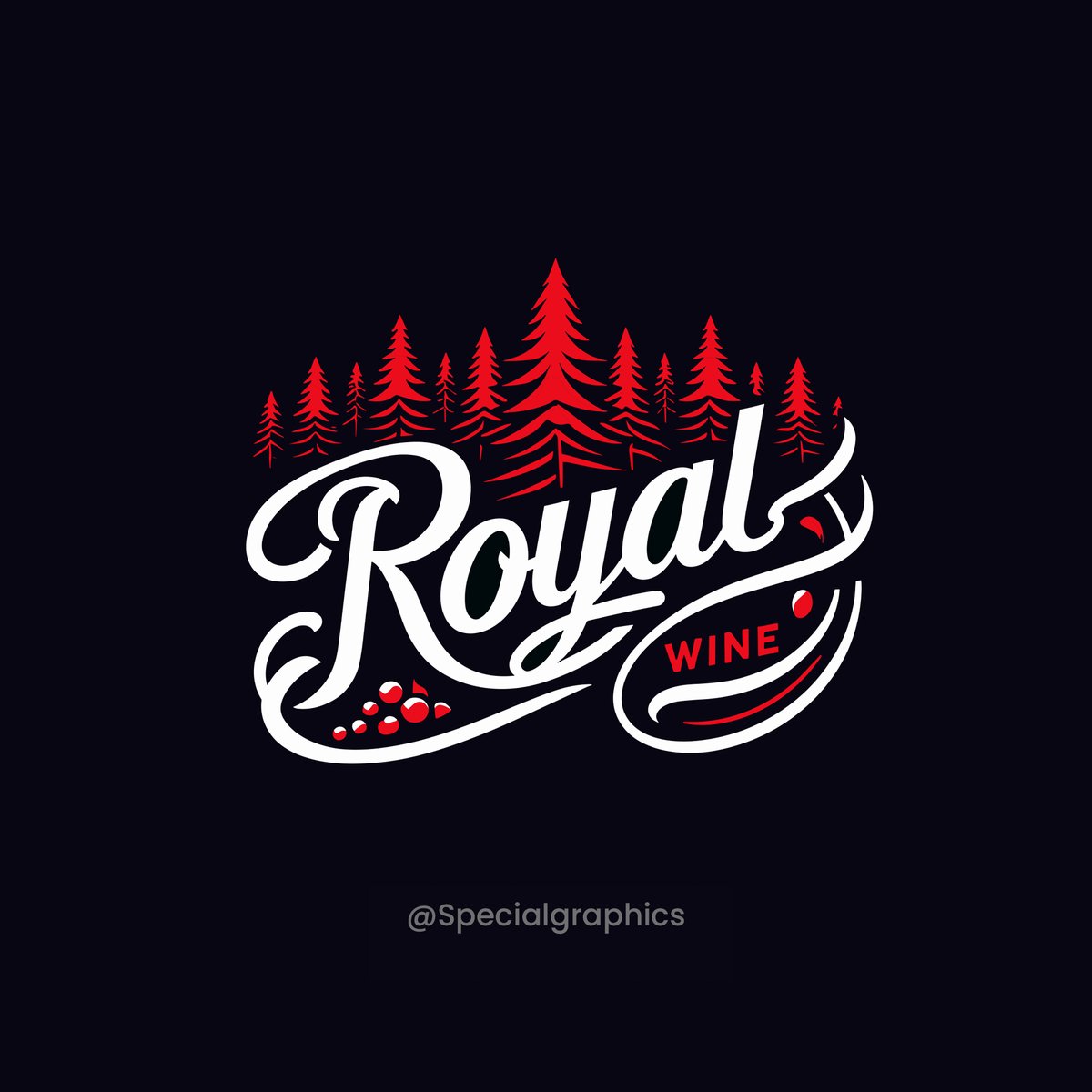 Info_SGraphics's tweet photo. Indulge in the artistry of our logo crafted by the Special Graphics team. Picture a captivating red forest scene, adorned with majestic trees and luscious grapes at the base. 
——
#RoyalWine #RedWine #SpecialGraphics #WineArtistry https://t.co/ZbX1pNYn7X