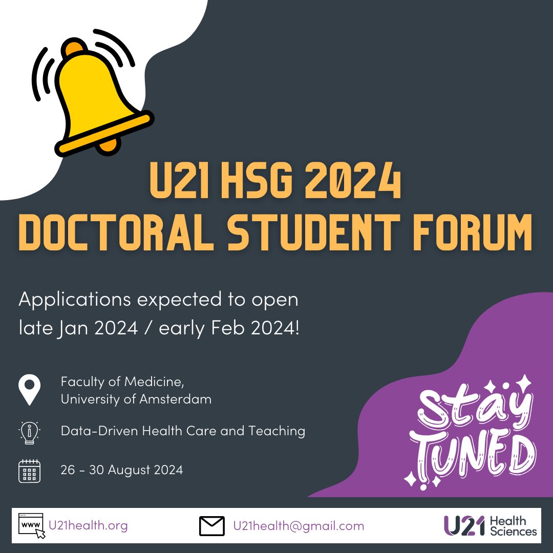 If you’re a Doctoral Student at one of the U21 HSG member institutions and would like to submit your abstract to attend the 2024 Doctoral Student Forum, stay tuned for the application process. We expect to release more info at the end of Jan 2024 / early Feb 2024. #U21health