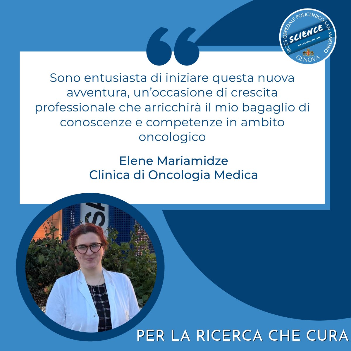 Dalla Georgia al San Martino, benvenuta @EMariamidze! Grazie a @myESMO che ci ha selezionato tra i più grandi istituti oncologici europei come centro ospitante per giovani ricercatori. Un'opportunità per creare nuove collaborazioni internazionali e accelerare la lotta ai tumori.