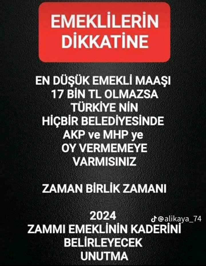 emekliler OLARAK TALEBİNİZ 

☑️ SEYANEN 12.000 TL‼️

➕

☑️ REEL ENFLASYON FARKI‼️

➕

☑️ REFAH PAYI‼️

➕

☑️ İNTİBAK‼️

6 aylık maaş farkı 👍👍👍
<a href="/Akparti/">AK Parti</a> <a href="/MHP_Bilgi/">MHP</a>
<a href="/dbdevletbahceli/">Devlet Bahçeli</a>
<a href="/murat_kurum/">Murat KURUM</a> <a href="/memetsimsek/">Mehmet Simsek</a>
#5binKısmiYOKsayıldı
#EmekliDiyorkiSonGülenİyiGüler