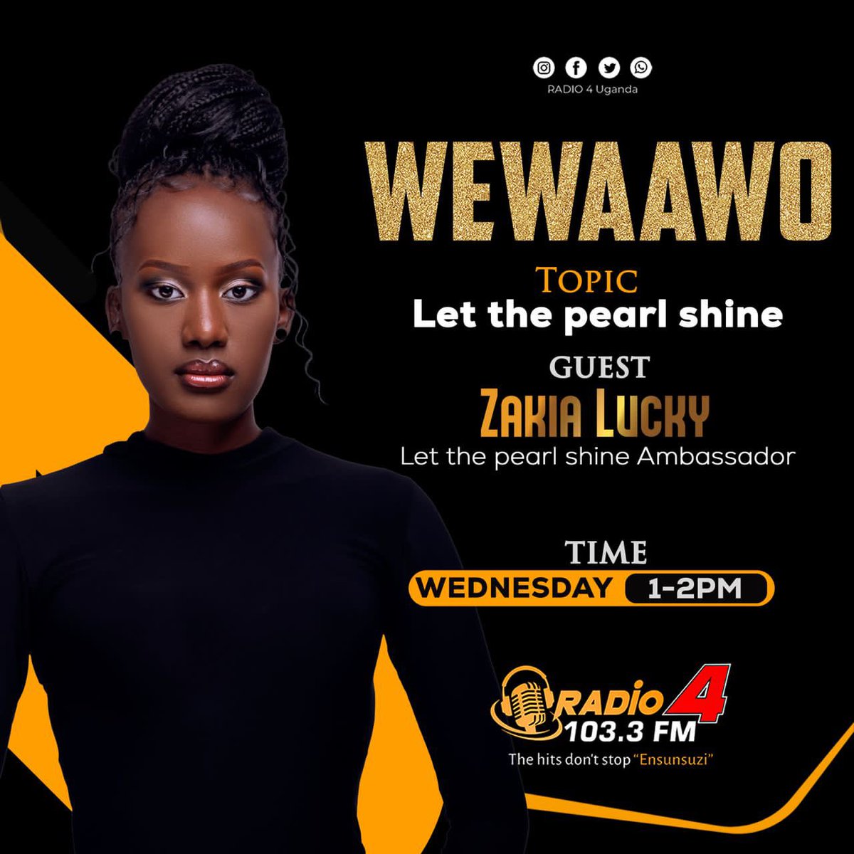 misstourismUga's tweet photo. Tune in tomorrow for #LetthePearlshine interview with @Radio4UG understand what #MissTourismUganda means in the campaign to keep Uganda clean and green! @mugarra @nemaug @ABarirega @min_waterUg @HonAniteEvelyn @BalaamAteenyiDr @GCICUganda @kigezisilverbac @KigeziMiss https://t.co/Jx7dR0FeK6
