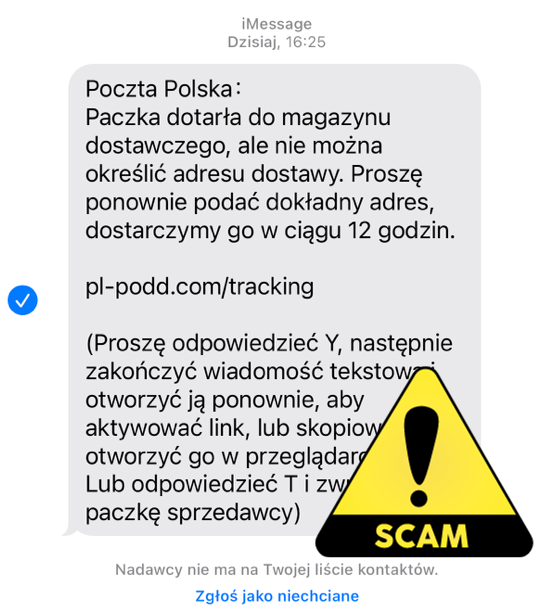 Dzień jak co dzień dla oszustów, którzy próbują oszukać na "niedostarczoną paczkę"❗
Dostaliście takiego SMS-a❓

To #smishing, który możecie przekazać na numer 8080 do CERT Polska 👇