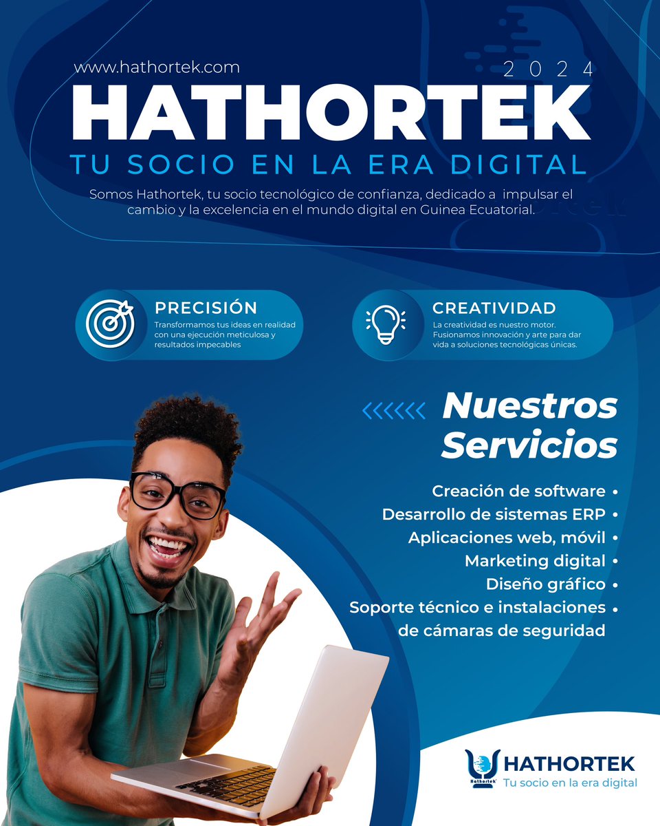 Contáctanos y espera recibir los mejores servicios de calidad porque SOMOS TU SOCIO EN LA ERA DIGITAL. 
#Tecnología  #guineaecuatorial #hathortek #softwaredevelopment