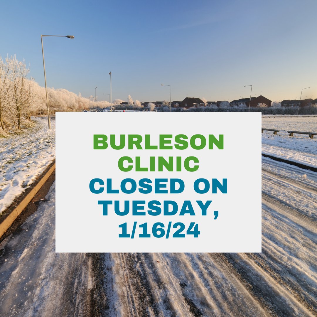🌧️ Due to inclement weather in the area, Integrity Rehab - Burleson clinic will be closed today. The safety and well-being of our valued patients is our top priority. Stay safe and stay warm, and we look forward to serving you again in the near future. #IntegrityRehab #Burleson