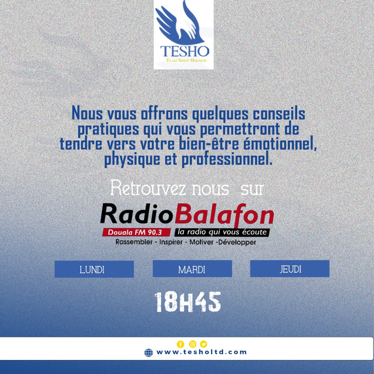 TeshoLtd's tweet photo. 🎓 Nouveau sur Radio Balafon !
Plongez dans notre e-learning pour des conseils pratiques vous guidant vers le bien-être émotionnel, physique et professionnel. Transformez votre quotidien dès aujourd'hui ! 💡🌐
#Elearning #RadioBalafon #conseil https://t.co/fCLghsXhqd