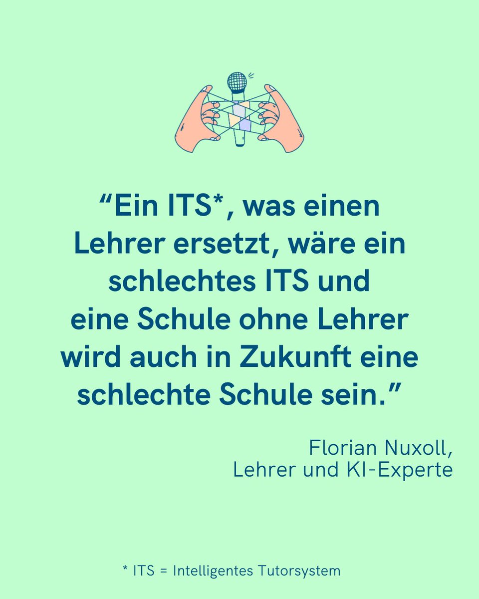 werkstatt.bpb.de (@werkstatt_bpb) on Twitter photo In der neuen Folge "Werkstatt Gespräch – KI und Bildung" sprechen wir mit <a href="/Herr_Nuxoll/">Florian Nuxoll</a> darüber, welche Rolle #intelligenteTutorsysteme bereits in Schulen spielen, über deren Potenziale für die Bildung und wofür man ITS (nicht) einsetzen sollte. #twlz
bpb.de/lernen/digital… In der neuen Folge "Werkstatt Gespräch – KI und Bildung" sprechen wir mit <a href="/Herr_Nuxoll/">Florian Nuxoll</a> darüber, welche Rolle #intelligenteTutorsysteme bereits in Schulen spielen, über deren Potenziale für die Bildung und wofür man ITS (nicht) einsetzen sollte. #twlz
bpb.de/lernen/digital…