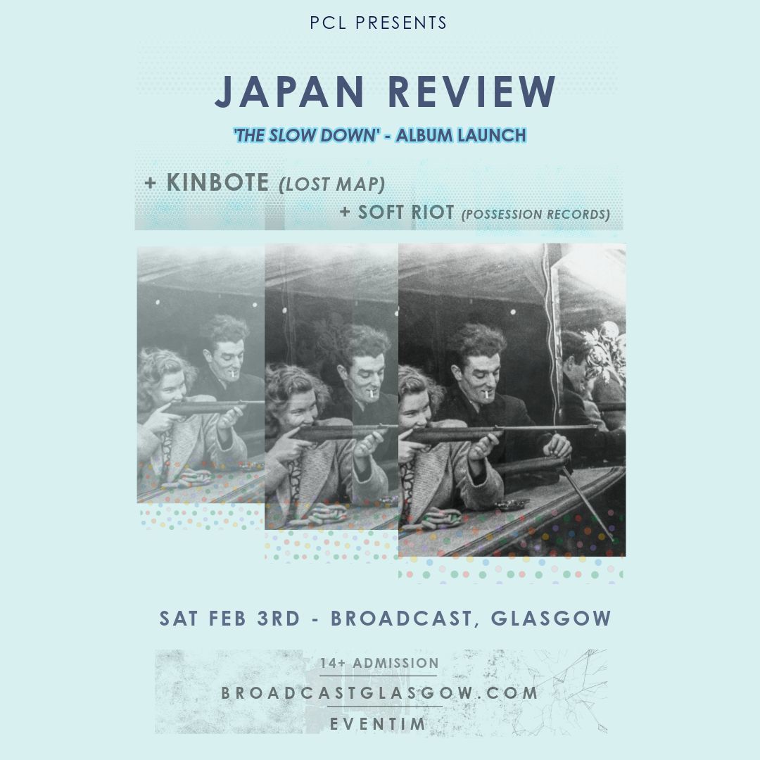Glasgow electronic shoegaze two-piece <a href="/japan_review/">Japan Review</a> play Broadcast on Saturday 3rd February for the launch of their new album 'The Slow Down'. They'll be joined by Kinbote and Soft Riot.

Tickets are on sale now &gt; buff.ly/48wLPd1