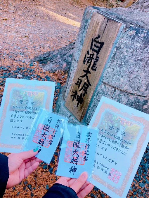 そういえば煩悩を払うためにフォロワーと滝行にいったよ朝マイナス2度とかで車のフロントとかカチカチに凍っててそんななか山奥に行き服を脱ぎ捨て水着になりキンキンに冷えた滝に打たれたわけだけど、想像より平気すぎて出るタイミングわからず長いこと瞑想した 終わった後サウナ出来てゴキ=ゲン