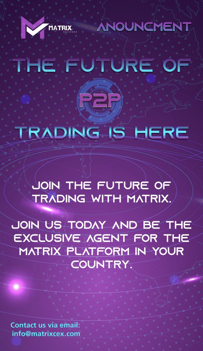 MatrixExchange5's tweet photo. ๐ Our P2P platform is LIVE and ready for action! ๐ธ Explore secure transactions and join the financial revolution. ๐ Seeking agents worldwide to lead the transformation. DM us if you're interested! ๐๐ค #MatrixGlobalExchange #MatrixCex #MatrixGroups #MUSD #MTIX #P2P #P2PTrade. https://t.co/e1EnFtHJ6a