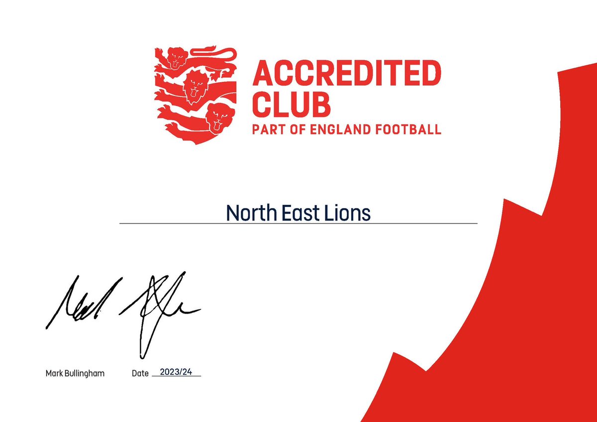 NorthEastLions1's tweet photo. We're proud to be #recognised as a #wellrun club through the @englandfootball #accredited scheme for the #third season running!
Thanks to @EssexAllianceFL and @LondonFA for all their #support with this process which shows our #commitment to #respect and being well run ๐ฆ๐ช https://t.co/jBMij5mr4d