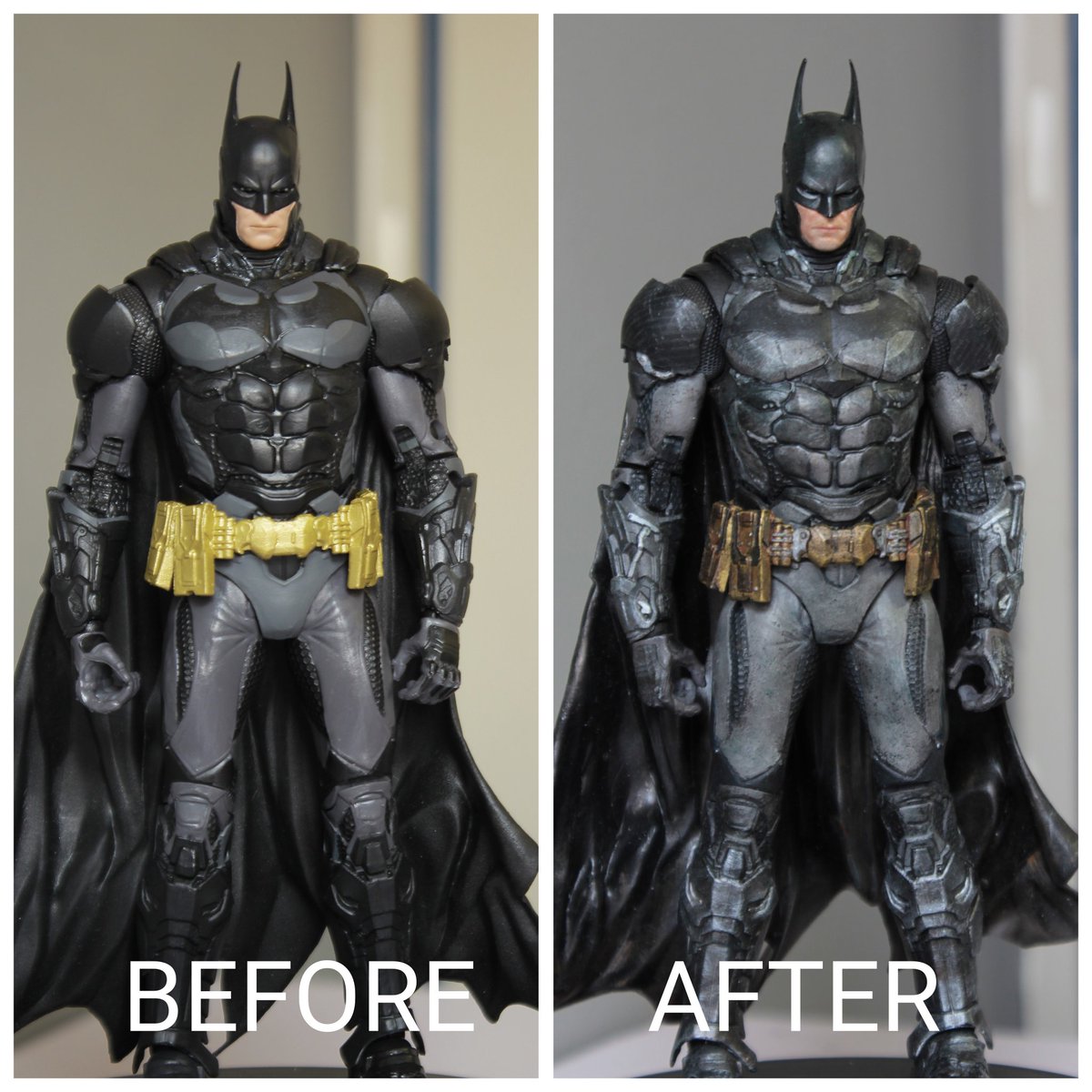 therayyanza's tweet photo. 7" Mcfarlane Toys Arkham Knight Batman figure I repainted. https://t.co/z8x7gs1olr