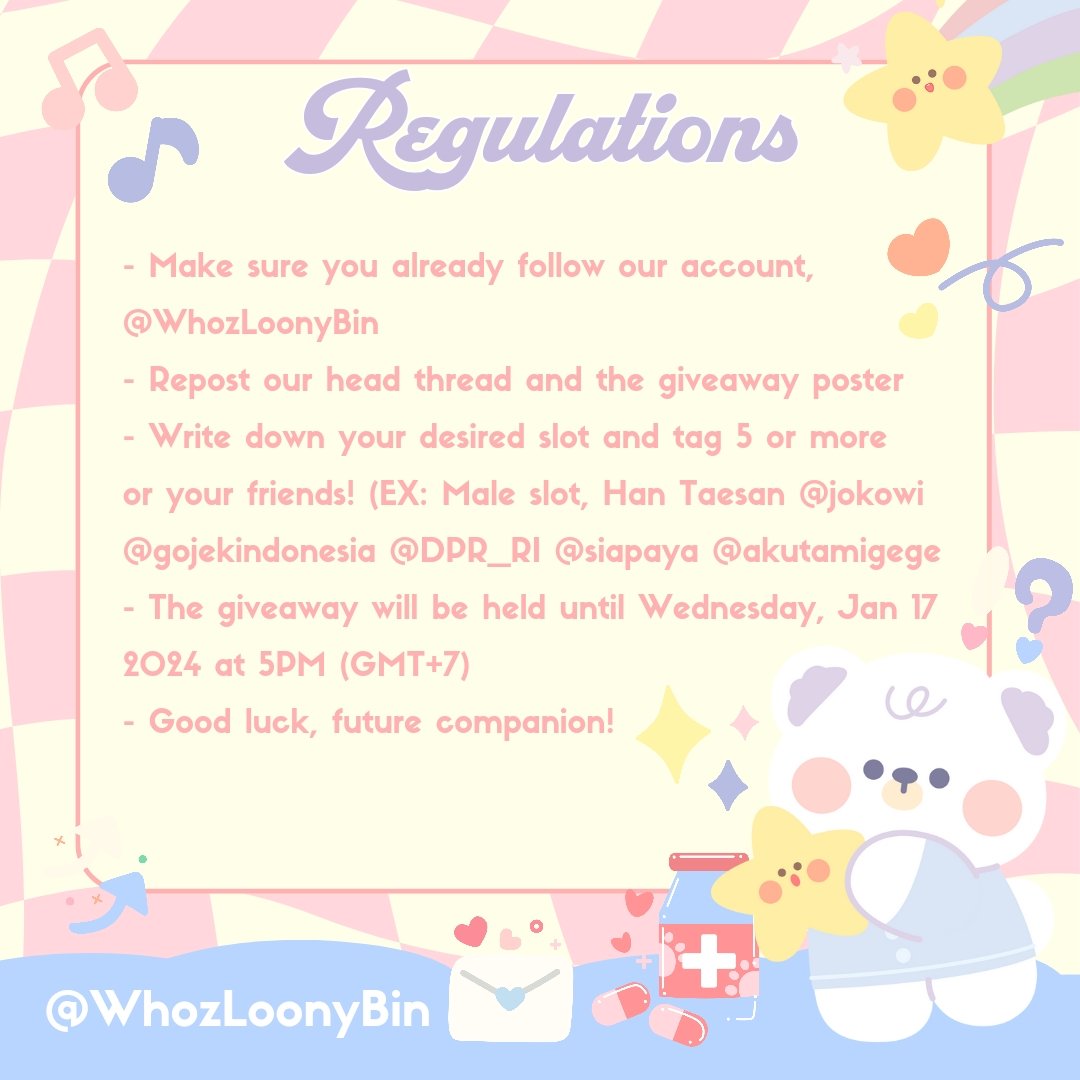 WhozLoonyBin's tweet photo. The anticipation has ended! We're offering one slot for a lucky female and one for a lucky male future companion. Please review the regulations below to join. Best of luck for everyone! https://t.co/KWZ7Ffx3HH